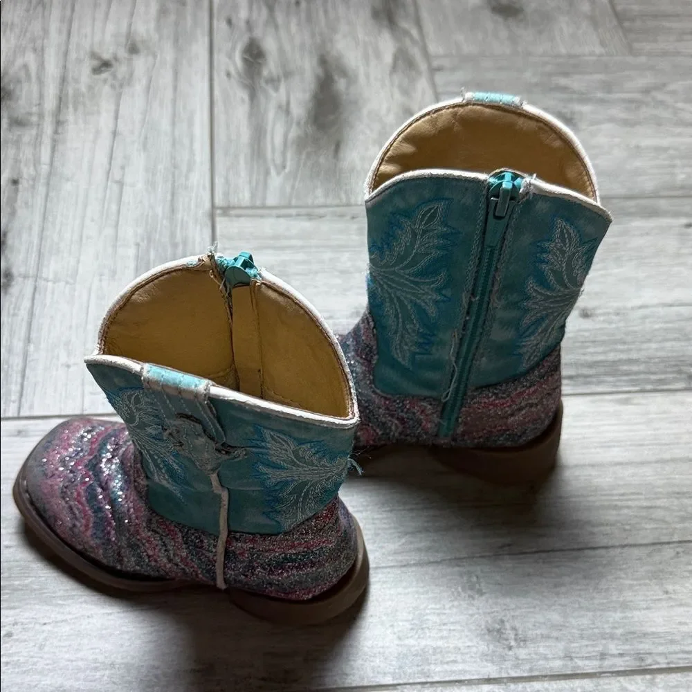 Baby/Toddler Sparkle Western Boots in Blue and Pink